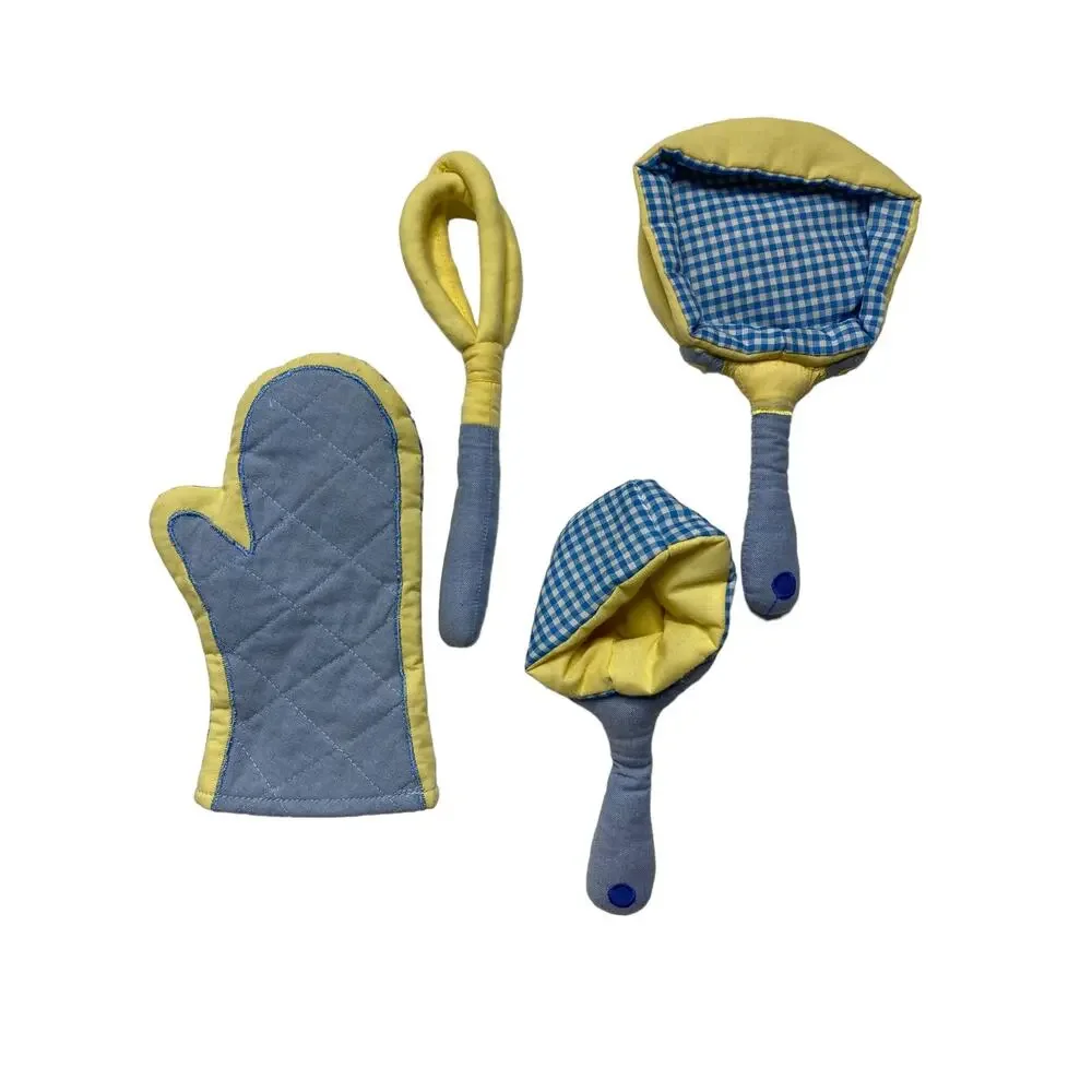 POTTERY BARN KIDS Soft Toddler Baby Cooking Toys Plush Pot Pan Whisk Glove